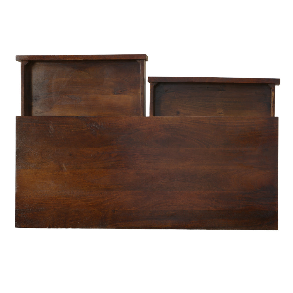 Mango Wood Writing Desk with Two Drawers and Tapered Legs Brown UPT-186126