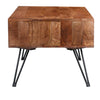 42 Inch Handcrafted Mango Wood Coffee Table with Metal Hairpin Legs Brown and Black UPT-195121