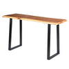 Industrial Wooden Live Edge Desk with Metal Sled Leg Support, Brown and Black By The Urban Port