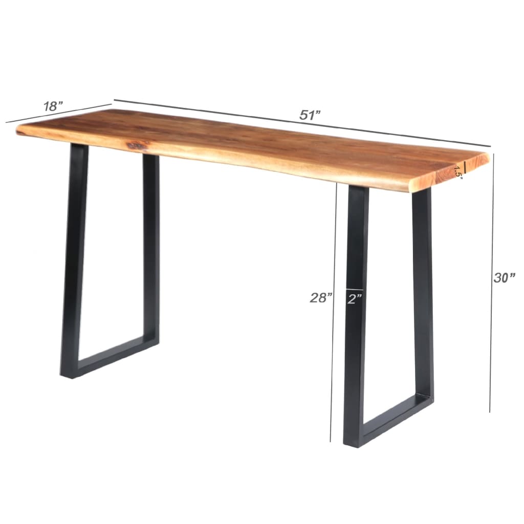 Industrial Wooden Live Edge Desk with Metal Sled Leg Support Brown and Black By The Urban Port UPT-195122