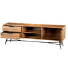 Roomy Wooden Media Console with Slanted Metal Base Brown and Black By The Urban Port UPT-195125