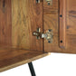 Roomy Wooden Media Console with Slanted Metal Base Brown and Black By The Urban Port UPT-195125