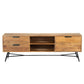 Roomy Wooden Media Console with Slanted Metal Base Brown and Black By The Urban Port UPT-195125