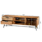 Roomy Wooden Media Console with Slanted Metal Base Brown and Black By The Urban Port UPT-195125