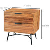 2 Drawer Wooden Nightstand with Metal Angled Legs Black and Brown By The Urban Port UPT-195128