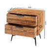 2 Drawer Wooden Nightstand with Metal Angled Legs Black and Brown By The Urban Port UPT-195128