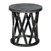 22 Inch Farmhouse Style Round Wooden End Table with Airy Design Base Dark Gray UPT-195129