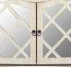 Mango Wood Cabinet with Mirrored look Steel Insert Door Storage Beige UPT-195275