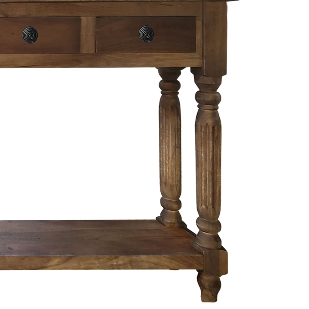 Traditional Wooden Console Table with 4 Drawers and Turned Legs Brown By The Urban Port UPT-197308