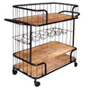 Metal Frame Bar Cart with Wooden Top and 2 Shelves Black and Brown By The Urban Port UPT-197314