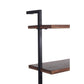 Industrial 3 Tier Mango Wood Ladder Storage Wall Shelf with Tubular Frame Brown and Black By The Urban Port UPT-197867