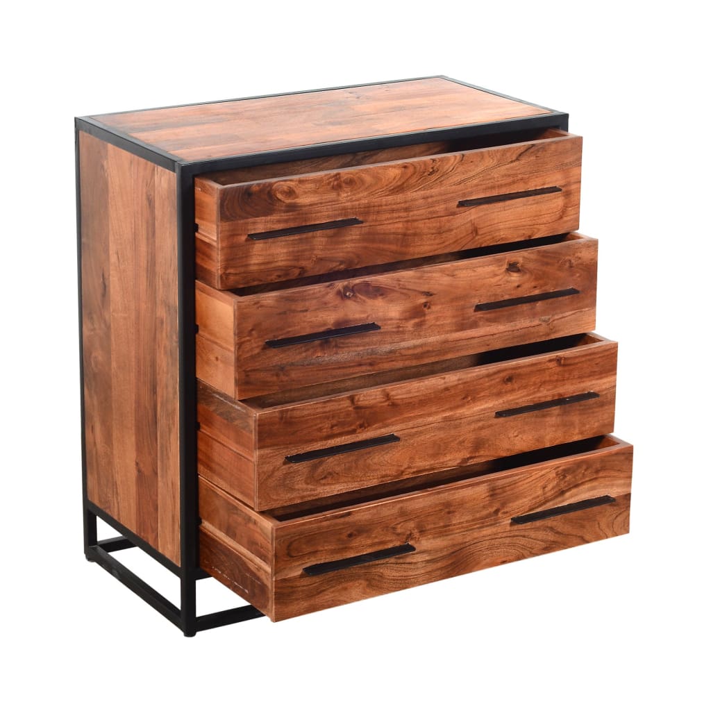 Handmade Dresser with Live Edge Design 4 Drawers Brown and Black By The Urban Port UPT-197872