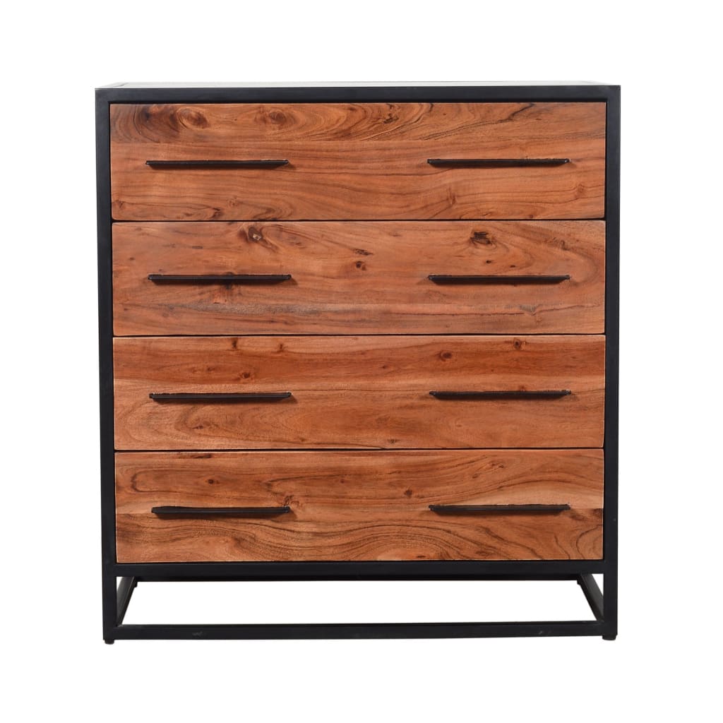 Handmade Dresser with Live Edge Design 4 Drawers Brown and Black By The Urban Port UPT-197872