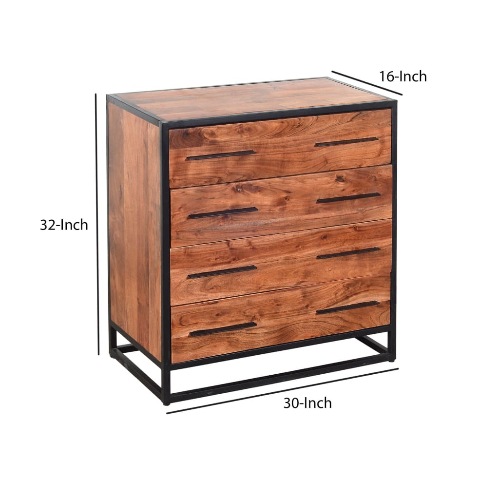 Handmade Dresser with Live Edge Design 4 Drawers Brown and Black By The Urban Port UPT-197872