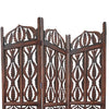 Decorative 3 Panel Mango Wood Screen with Abstract Carvings Brown UPT-200175