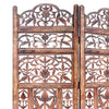 Handcrafted 3 Panel Mango Wood Screen with Cutout Filigree Carvings Brown UPT-200176