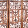 Handcrafted 3 Panel Mango Wood Screen with Cutout Filigree Carvings Brown UPT-200176