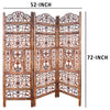 Handcrafted 3 Panel Mango Wood Screen with Cutout Filigree Carvings Brown UPT-200176