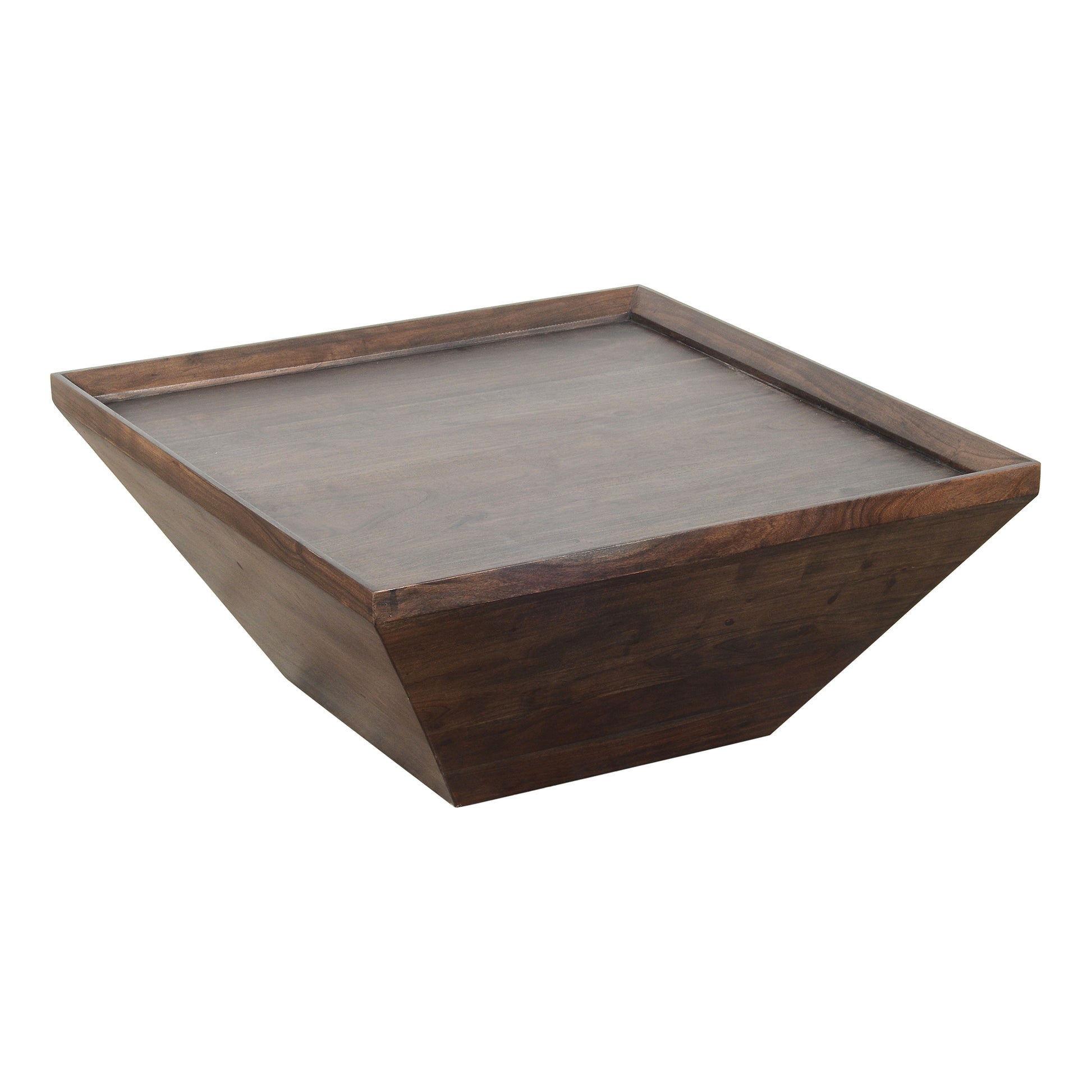 36 Inch Square Shape Acacia Wood Coffee Table with Trapezoid Base Brown By The Urban Port UPT-204781