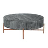 40 Inch Round Wooden Coffee Table with Cross Metal Base Support Gray and Brown By The Urban Port UPT-204784