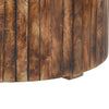 34 Inch Handmade Wooden Round Coffee Table with Plank Design Burned Brown By The Urban Port UPT-204785