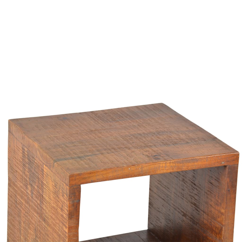 22 Inch Industrial Style Cube Shape Wooden Nightstand with Rough Sawn Texture Brown By The Urban Port UPT-204786