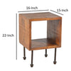 22 Inch Industrial Style Cube Shape Wooden Nightstand with Rough Sawn Texture Brown By The Urban Port UPT-204786