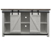 69 Inch Wooden Media Console with Barn Style Sliding Door Brown and White By The Urban Port UPT-205744