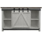 69 Inch Wooden Media Console with Barn Style Sliding Door Brown and White By The Urban Port UPT-205744