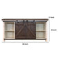 69 Inch Wooden Media Console with Barn Style Sliding Door Brown and White By The Urban Port UPT-205744