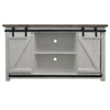 69 Inch Wooden Media Console with Barn Style Sliding Door Brown and White By The Urban Port UPT-205744