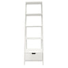 4 Shelf Wooden Ladder Bookcase with Bottom Drawer Distressed white UPT-205750