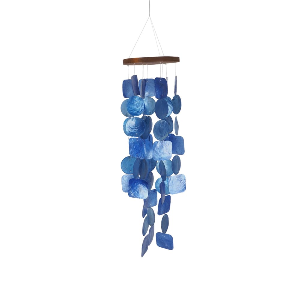 Aesthetically Designed Handmade Wind Chime with Capiz Shell Hangings Blue UPT-207779