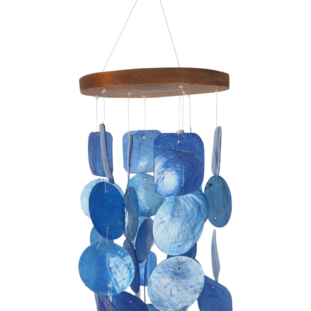 Aesthetically Designed Handmade Wind Chime with Capiz Shell Hangings Blue UPT-207779