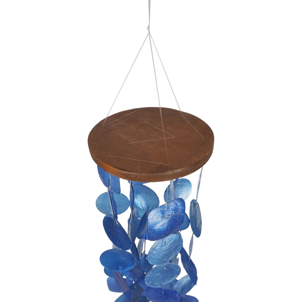 Aesthetically Designed Handmade Wind Chime with Capiz Shell Hangings Blue UPT-207779