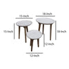 Mango Wood Bowl Top Side End Coffee Table with Angled Tripod Base Set of 3 White and Brown By The Urban Port UPT-209570