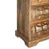 3 Drawer Mango Wood Console Storage Cabinet with Lattice Design Mirror Front Brown By The Urban Port UPT-213131