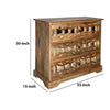 3 Drawer Mango Wood Console Storage Cabinet with Lattice Design Mirror Front Brown By The Urban Port UPT-213131