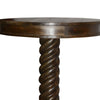 Round Mango Wood Table with Twisted Pedestal Base and Molded Top Dark Brown By The Urban Port UPT-213135