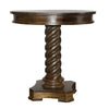 Round Mango Wood Table with Twisted Pedestal Base and Molded Top Dark Brown By The Urban Port UPT-213135