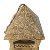 Floral Engraved Decorative Temple Top Mango Wood Hanging Bird House with Feeder Brown By The Urban Port UPT-214886