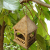 Floral Engraved Temple Top Mango Wood Bird House, Brown By The Urban Port