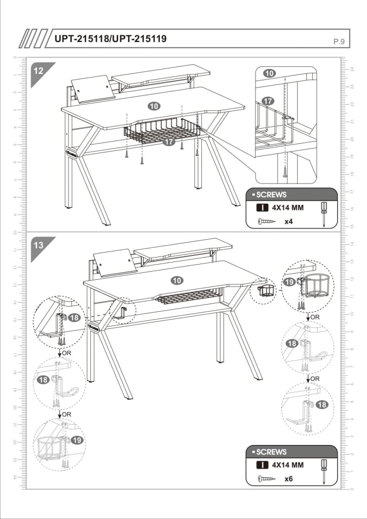 PVC Coated Ergonomic Metal Frame Gaming Desk Black and Red UPT-215118