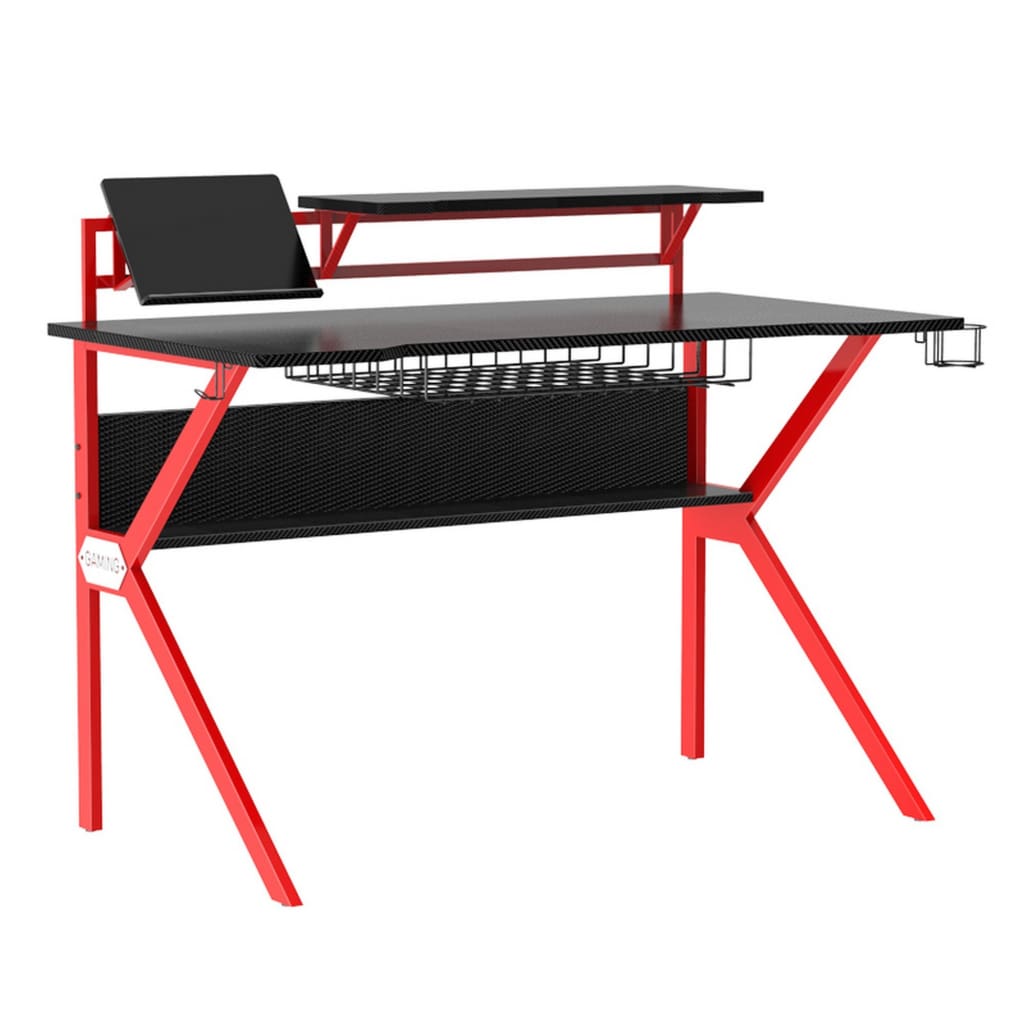 PVC Coated Ergonomic Metal Frame Gaming Desk Black and Red UPT-215118