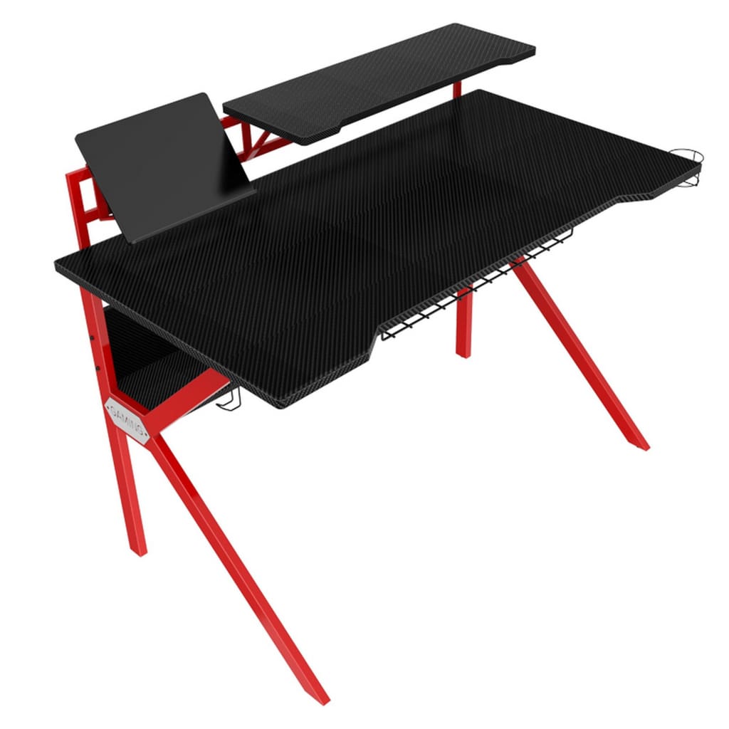 PVC Coated Ergonomic Metal Frame Gaming Desk Black and Red UPT-215118