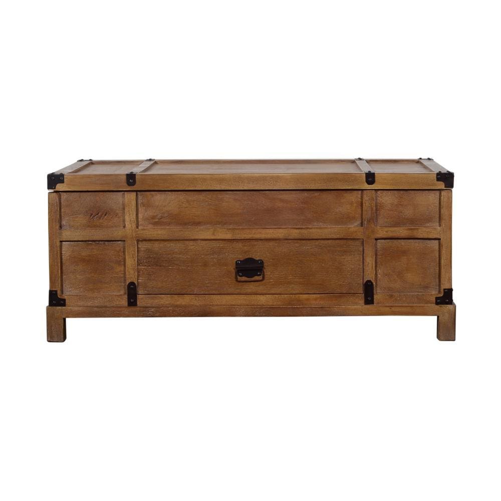 Rustic Single Drawer Mango Wood Coffee Table with Lift Top Storage & Compartments Brown By The Urban Port UPT-215750