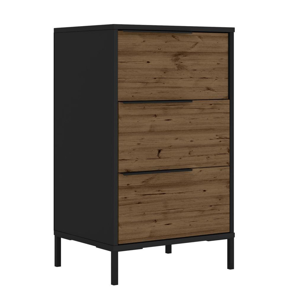 Wood and Metal Office Accent Storage Cabinet with 3 Drawers Black and Brown By The Urban Port UPT-225262