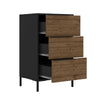 Wood and Metal Office Accent Storage Cabinet with 3 Drawers Black and Brown By The Urban Port UPT-225262