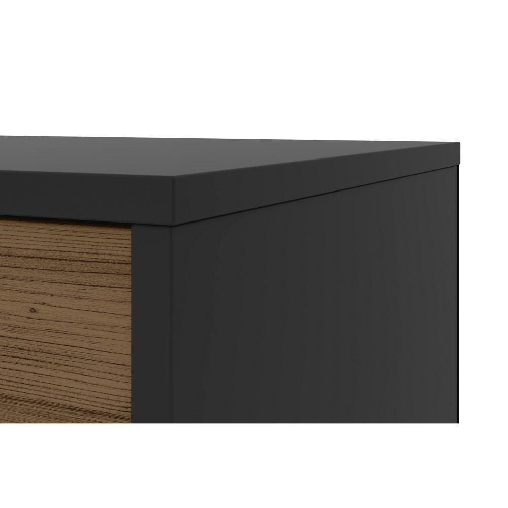 Wood and Metal Office Accent Storage Cabinet with 3 Drawers Black and Brown By The Urban Port UPT-225262