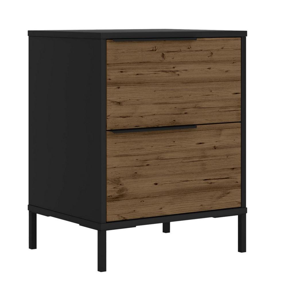 Wood and Metal Office Accent Storage Cabinet with 2 Drawers Black and Brown By The Urban Port UPT-225263